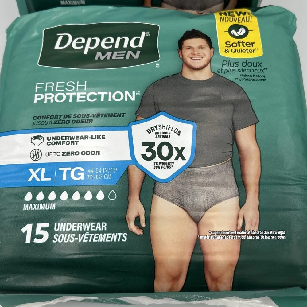 Depend XL TG Men Incontinence Underwear Disposable 30 CT Bundle (2 Packs of 15)